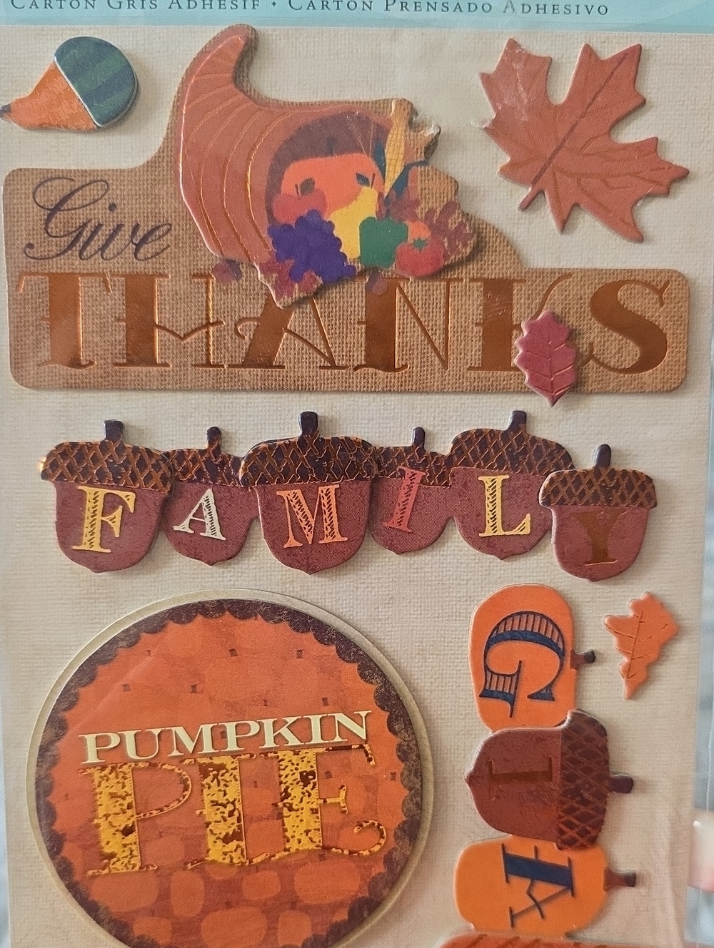K&Company New Thanksgiving Pumpkin Pie Scrapbook Stickers - Picture 3 of 5